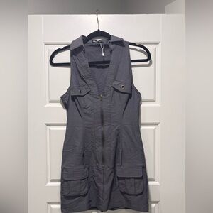 Gray Sleeveless Utility Dress